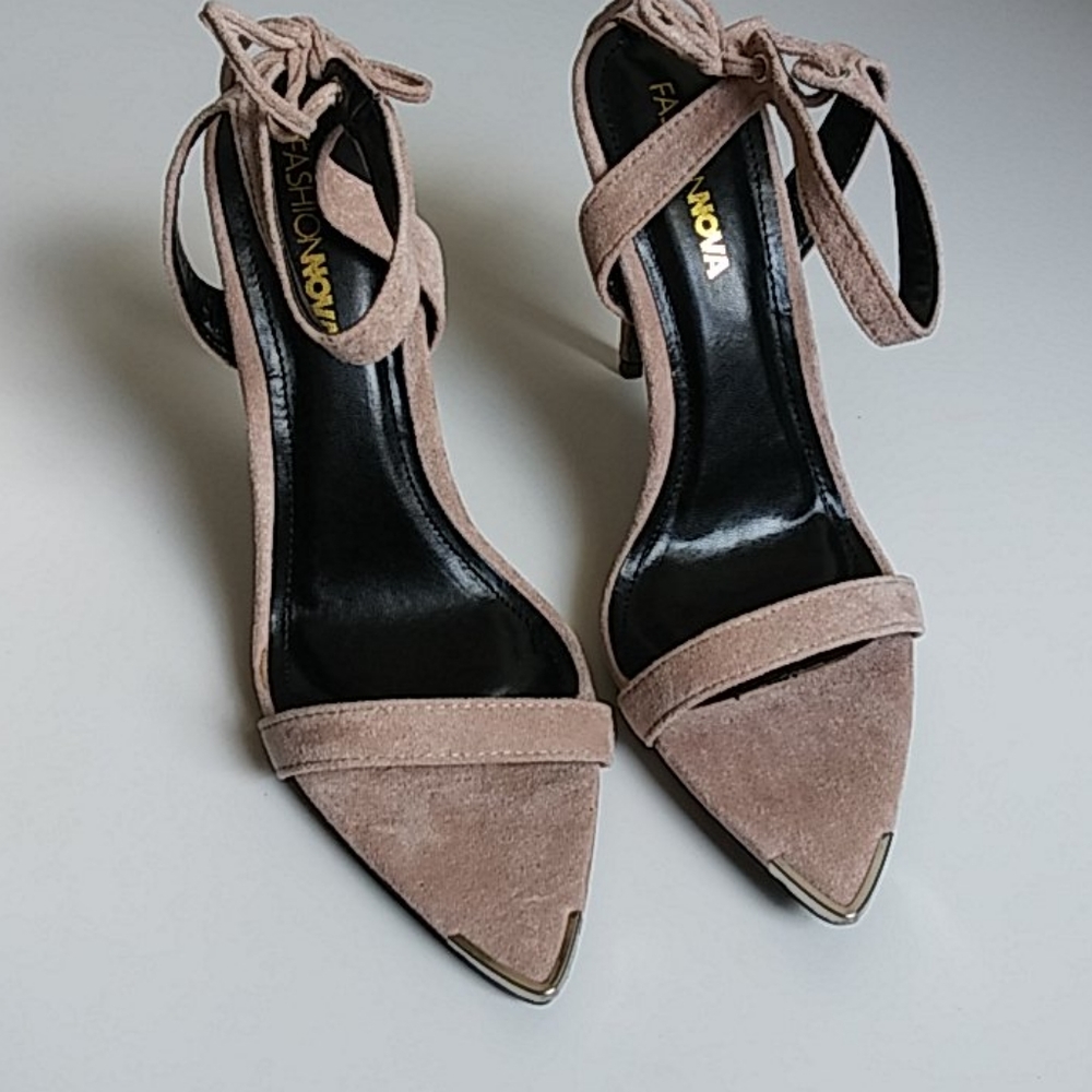 Woman's ankle tie high heels